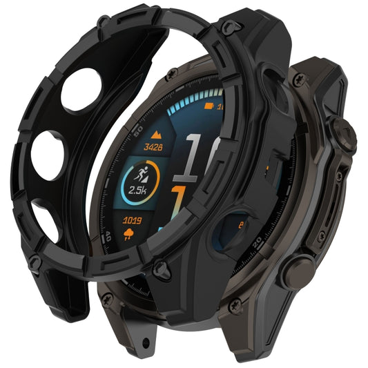 For Garmin Fenix 8 AMOLED 47mm Armor Hollow TPU Half Coverage Watch Protective Case(Black) - Watch Cases by buy2fix | Online Shopping UK | buy2fix