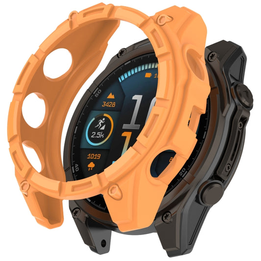 For Garmin Fenix 8 AMOLED 43mm Armor Hollow TPU Half Coverage Watch Protective Case(Orange) - Watch Cases by buy2fix | Online Shopping UK | buy2fix