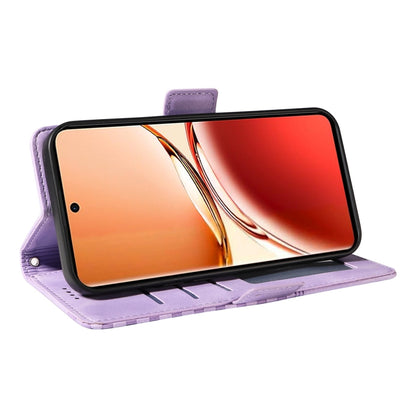 For OPPO Reno12 F 4G Global ENKAY Embossed Rhombus Starry Leather Phone Case with Screen Film(Purple) - Reno12 F Cases by ENKAY | Online Shopping UK | buy2fix