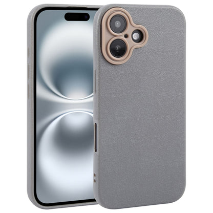 For iPhone 16 Plain Imitation Leather Back Cover Phone Case(Grey) - iPhone 16 Cases by buy2fix | Online Shopping UK | buy2fix