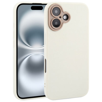 For iPhone 16 Plain Imitation Leather Back Cover Phone Case(White) - iPhone 16 Cases by buy2fix | Online Shopping UK | buy2fix