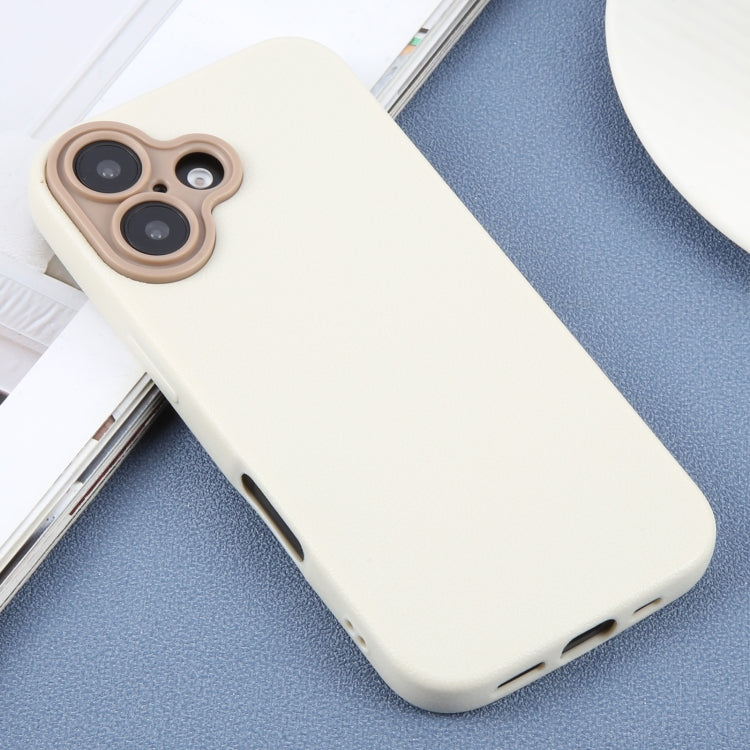 For iPhone 16 Plain Imitation Leather Back Cover Phone Case(White) - iPhone 16 Cases by buy2fix | Online Shopping UK | buy2fix