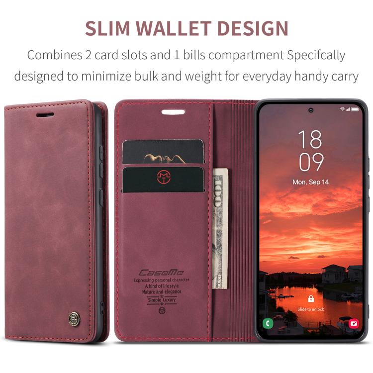 For Samsung Galaxy S25+ 5G CaseMe 013 Multifunctional Horizontal Flip Leather Phone Case(Red) - Galaxy S25+ 5G Cases by CaseMe | Online Shopping UK | buy2fix