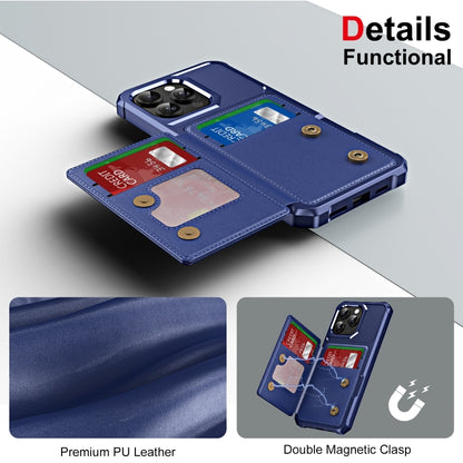 For iPhone 16 Pro ENKAY Hat-Prince Card Slot Wallet TPU Back Leather Phone Case with Lens Film(Dark Blue) - iPhone 16 Pro Max Cases by ENKAY | Online Shopping UK | buy2fix