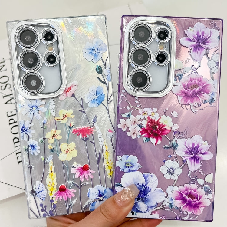 For Samsung Galaxy S25 5G Electroplating Flowers Plants Texture TPU Phone Case(Wildflower FL2) - Galaxy S25 5G Cases by buy2fix | Online Shopping UK | buy2fix