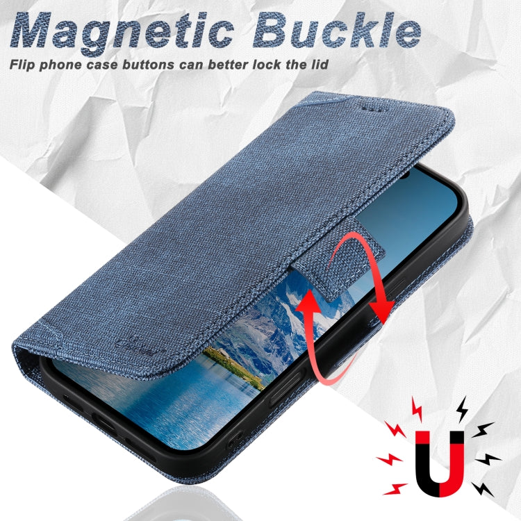 For iPhone 16 Pro Suteni J07 Multi-functional Horizontal MagSafe Denim Leather Phone Case(Blue) - iPhone 16 Pro Cases by Suteni | Online Shopping UK | buy2fix