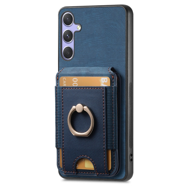 For Samsung Galaxy S25+ 5G Retro Splitable Magnetic Stand Card Bag Leather Phone Case(Blue) - Galaxy S25+ 5G Cases by buy2fix | Online Shopping UK | buy2fix