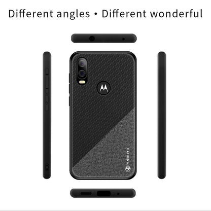 PINWUYO Hong Series Anti-fall TPU+ Chemical Fiber Cloth Protective Cover for Moto P40/One Vision(Brown) - Motorola Cases by PINWUYO | Online Shopping UK | buy2fix