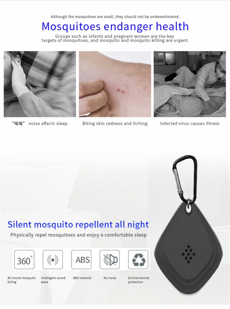 Outdoor Mosquito Repellent Portable Ultrasonic Insect Repellent Insecticide USB Charging Intelligent Frequency Conversion(White) - Repellents by buy2fix | Online Shopping UK | buy2fix