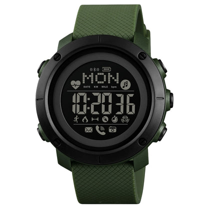 SKMEI 1511 Simple Bluetooth Men Smart Waterproof Compass Adult Smart Watch(Rubber Shell Army Green) - Sport Watches by SKMEI | Online Shopping UK | buy2fix