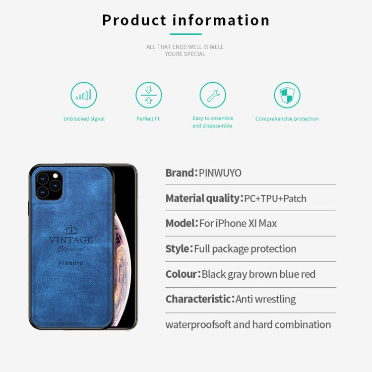 For iPhone 11 Pro Max PINWUYO Shockproof Waterproof Full Coverage PC + TPU + Skin Protective Case (Blue) - iPhone 11 Pro Max Cases by PINWUYO | Online Shopping UK | buy2fix