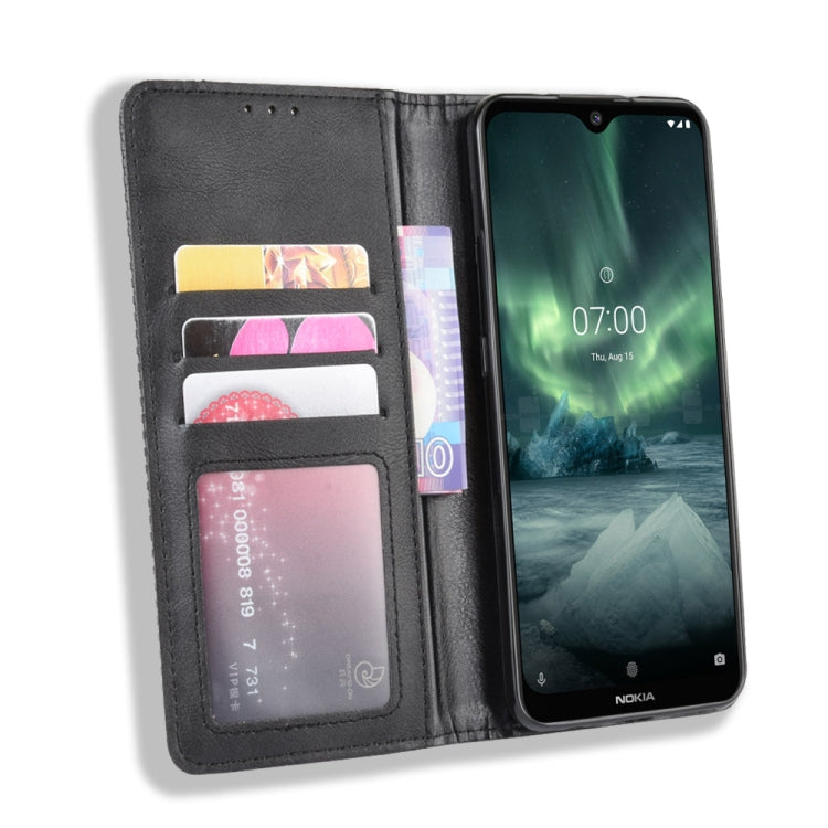 For Nokia 7.2 / Nokia 6.2 Magnetic Buckle Retro Crazy Horse Texture Horizontal Flip Leather Case , with Holder & Card Slots & Photo Frame(Black) - Nokia Cases by buy2fix | Online Shopping UK | buy2fix