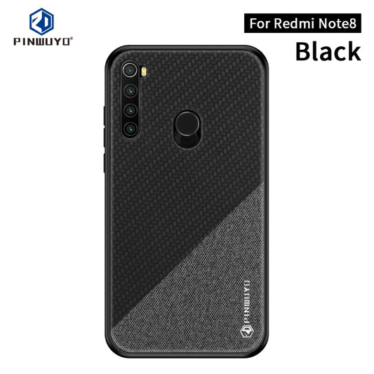 For Xiaomi RedMi Note 8 PINWUYO Rong Series  Shockproof PC + TPU+ Chemical Fiber Cloth Protective Cover(Black) - Xiaomi Cases by buy2fix | Online Shopping UK | buy2fix