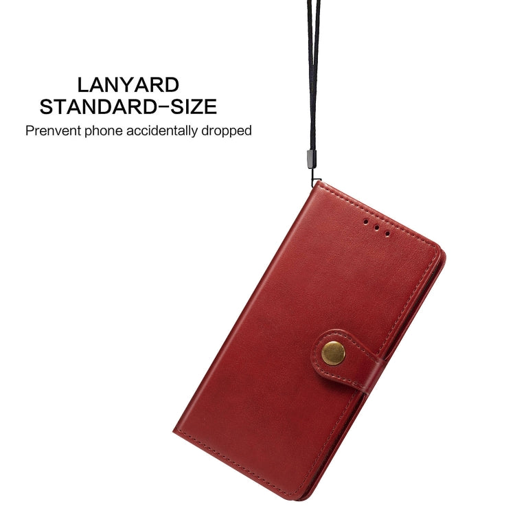 For OPPO A5 2020 / A9 2020 Retro Solid Color Leather Buckle Phone Case with Lanyard & Photo Frame & Card Slot & Wallet & Stand Function(Red) - OPPO Cases by buy2fix | Online Shopping UK | buy2fix