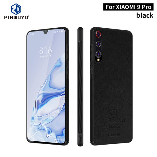 For Xiaomi Mi 9 Pro PINWUYO Pin Rui Series Classical Leather, PC + TPU + PU Leather Waterproof And Anti-fall All-inclusive Protective Shell(Black) - Xiaomi Cases by PINWUYO | Online Shopping UK | buy2fix