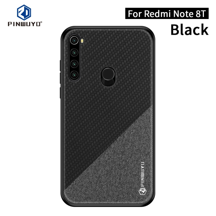 For Xiaomi RedMi Note8T PINWUYO Rong Series  Shockproof PC + TPU+ Chemical Fiber Cloth Protective Cover(Black) - Xiaomi Cases by PINWUYO | Online Shopping UK | buy2fix