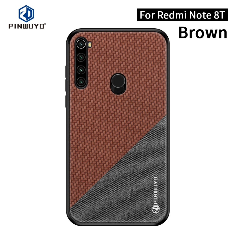 For Xiaomi RedMi Note8T PINWUYO Rong Series  Shockproof PC + TPU+ Chemical Fiber Cloth Protective Cover(Brown) - Xiaomi Cases by PINWUYO | Online Shopping UK | buy2fix