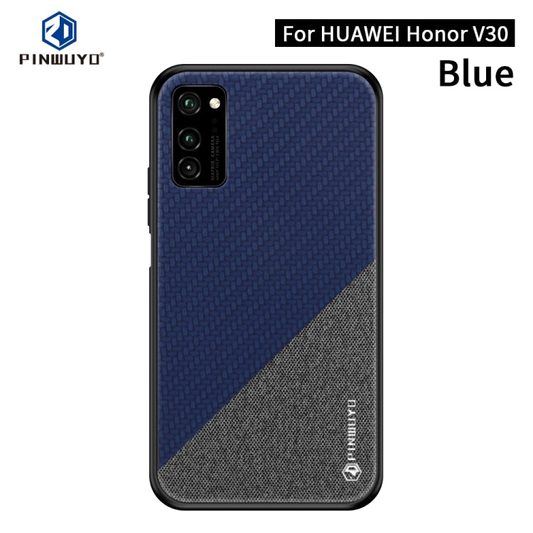 For Huawei Honor V30 / V30 Pro PINWUYO Rong Series  Shockproof PC + TPU+ Chemical Fiber Cloth Protective Case(Blue) - Honor Cases by PINWUYO | Online Shopping UK | buy2fix