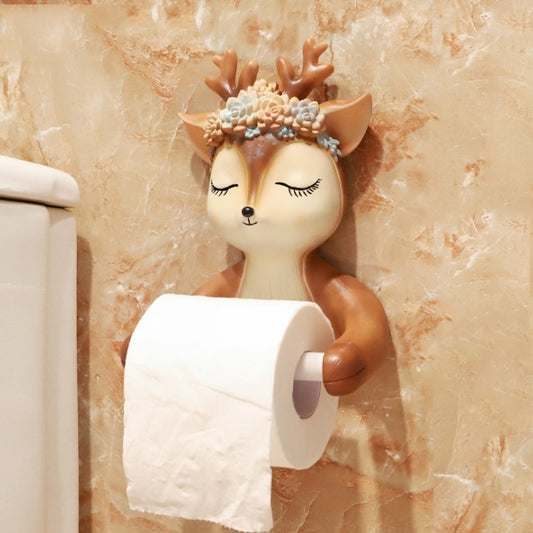 Punch-free Cartoon Animal Creative Home Roll Bathroom Wall-mounted Tissue Box(Little Deer) - Shelves by buy2fix | Online Shopping UK | buy2fix