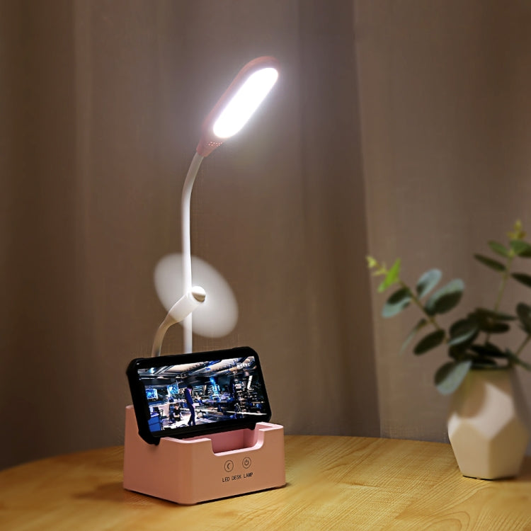 Student USB Charging Bedroom Touch LED Eye Protection Multifunctional Creative Desk Lamp, Style:With Fan(Blue) - Desk Lamps by buy2fix | Online Shopping UK | buy2fix