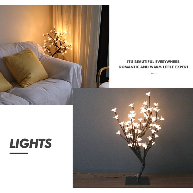 24 Lights Cherry Tree Lamp Table Lamp Room Layout Decoration Creative Bedside Night Light Gift, Style:Bauhinia Black Tree - Holiday Lights by buy2fix | Online Shopping UK | buy2fix