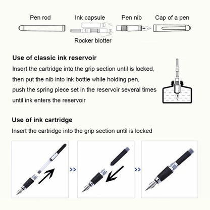 X750 Stationery Stainless Steel Fountain Pen Medium Nib Ink Pens School Oiifice Gift, Nib Size:0.5mm(Matte Black) - Fountain Pens by buy2fix | Online Shopping UK | buy2fix