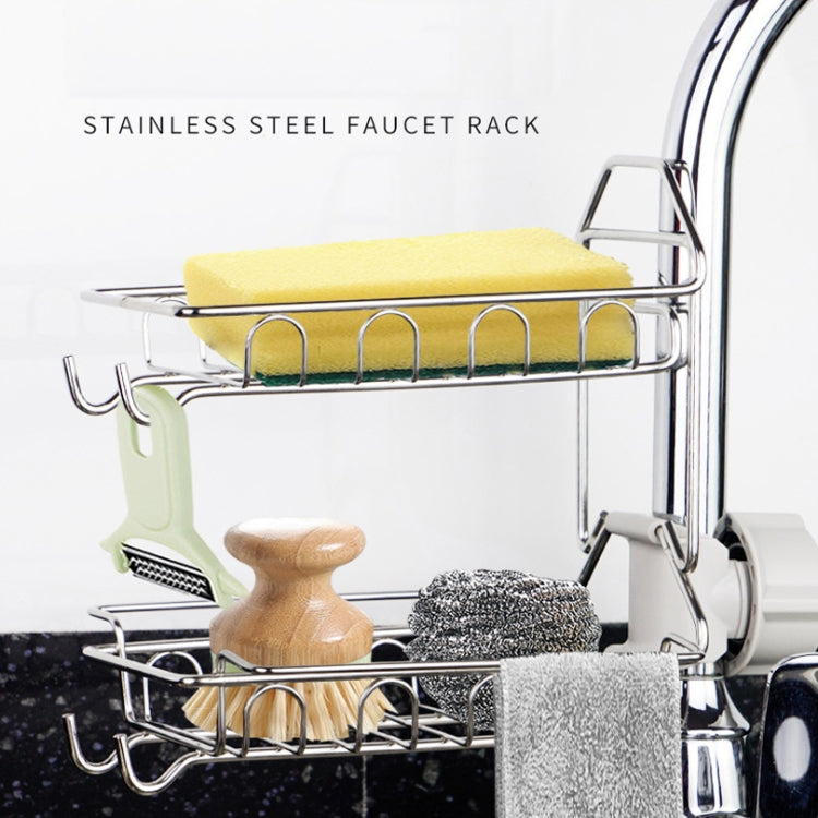 Faucet Rack Stainless Steel Perforated Free Kitchen Sink Storage Rack Rag Sponge Drain Rack, Style:Type C - Shelf by buy2fix | Online Shopping UK | buy2fix