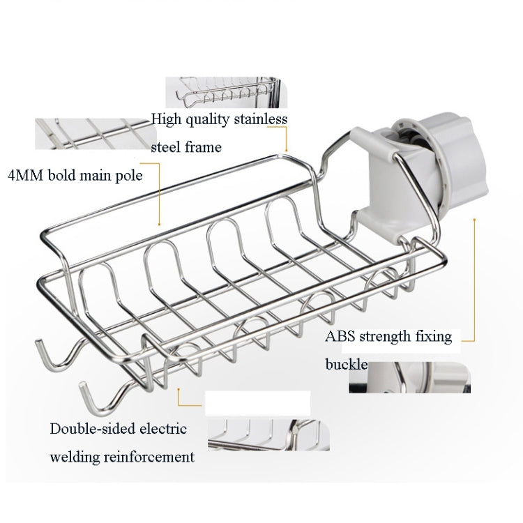 Faucet Rack Stainless Steel Perforated Free Kitchen Sink Storage Rack Rag Sponge Drain Rack, Style:Type C - Shelf by buy2fix | Online Shopping UK | buy2fix