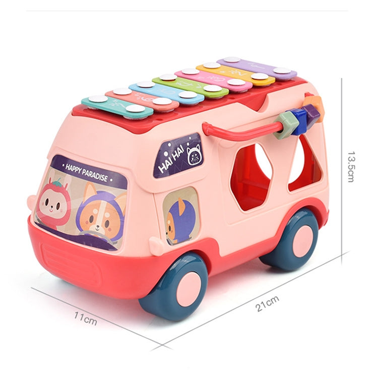 Children Multifunctional Bus Toy with Light Music Early Education Puzzle Toy(Pink) - Music Toys by buy2fix | Online Shopping UK | buy2fix