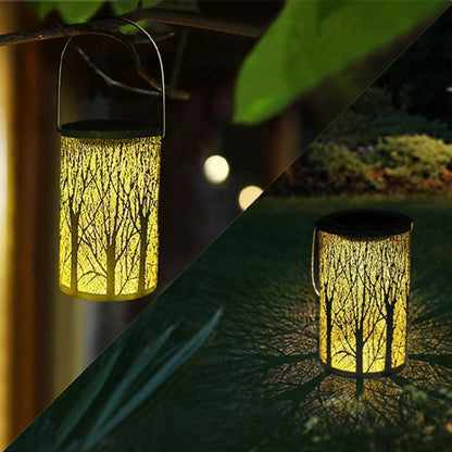 Outdoor Solar Wrought Iron Projection Lamp Hollow Wall Hanging Portable Garden Decorative Lamp, Style:Trunk - Solar Lights by buy2fix | Online Shopping UK | buy2fix