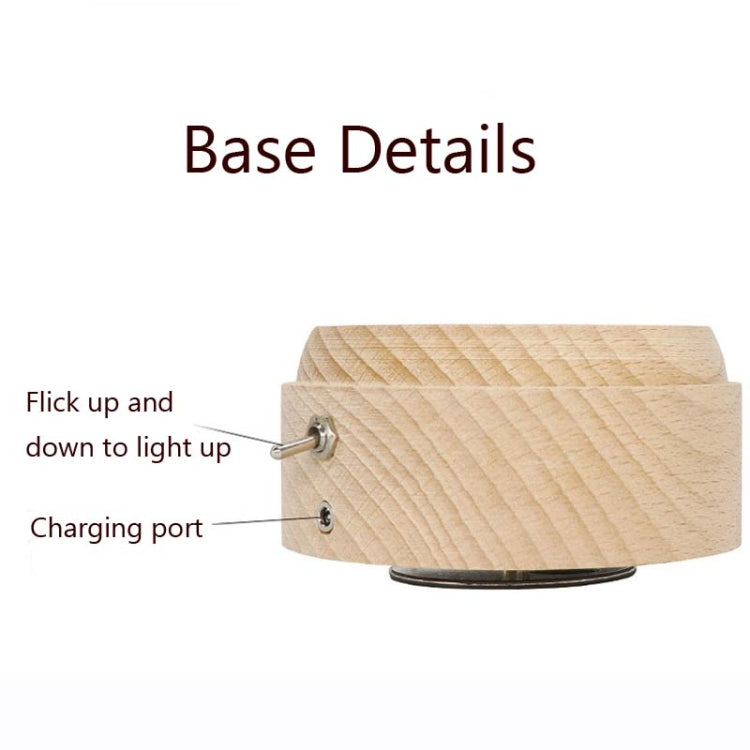 Girl Bedside Lamp Crystal Ball Wooden Base Music Box Charging Glow Rotating Night Light, Random Music(Whale) - Novelty Lighting by buy2fix | Online Shopping UK | buy2fix