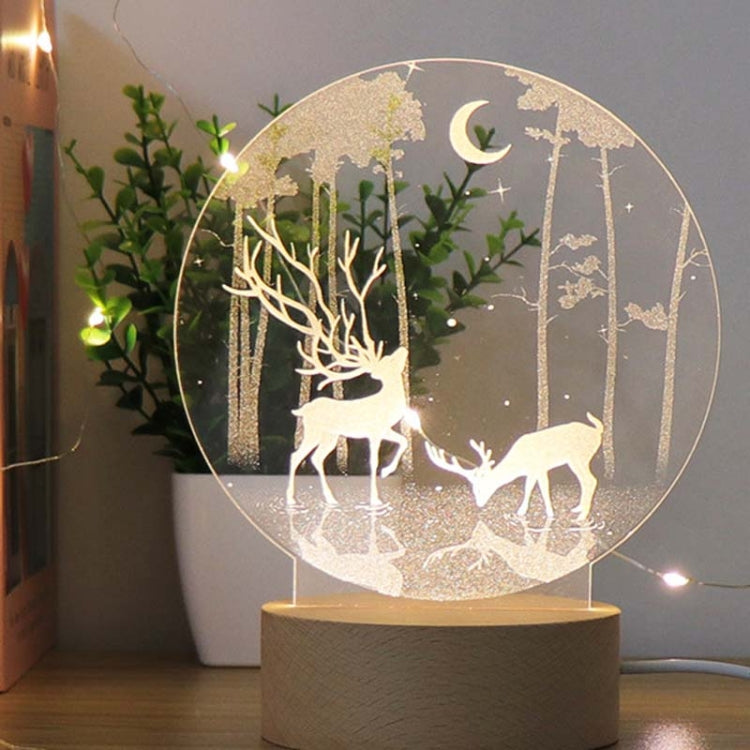 3D Atmosphere Decorative Light Acrylic Inner Carved LED Night Light Creative Girl Table Lamp(Double Deer) - Novelty Lighting by buy2fix | Online Shopping UK | buy2fix