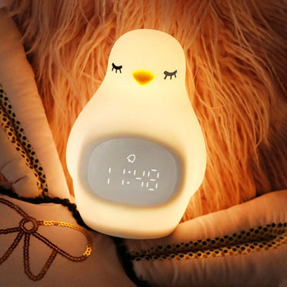 Creative Multifunctional Penguin Silicone Cute Beans Wake Children Sleeping LED Electronic Alarm Clock(Yellow Light) - Novelty Clock by buy2fix | Online Shopping UK | buy2fix