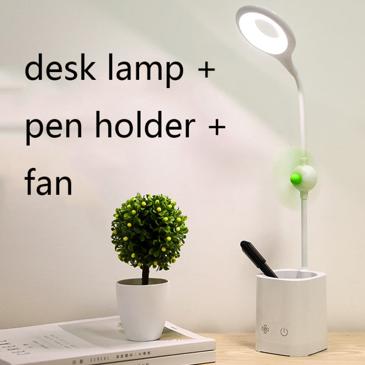 WS-8010 LED Fan Desk Lamp Bedside Desk USB Folding Desk Lamp, Colour: Pen Holder Blue Fan Blade - Desk Lamps by buy2fix | Online Shopping UK | buy2fix