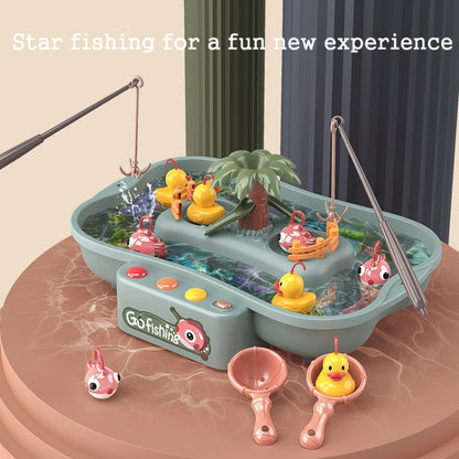 Play House Children Educational Electric Cycle Rotating Fishing Station Summer Water Game Toy Set, Colour: Pink 3 Fish 3 Duck - Music Toys by buy2fix | Online Shopping UK | buy2fix