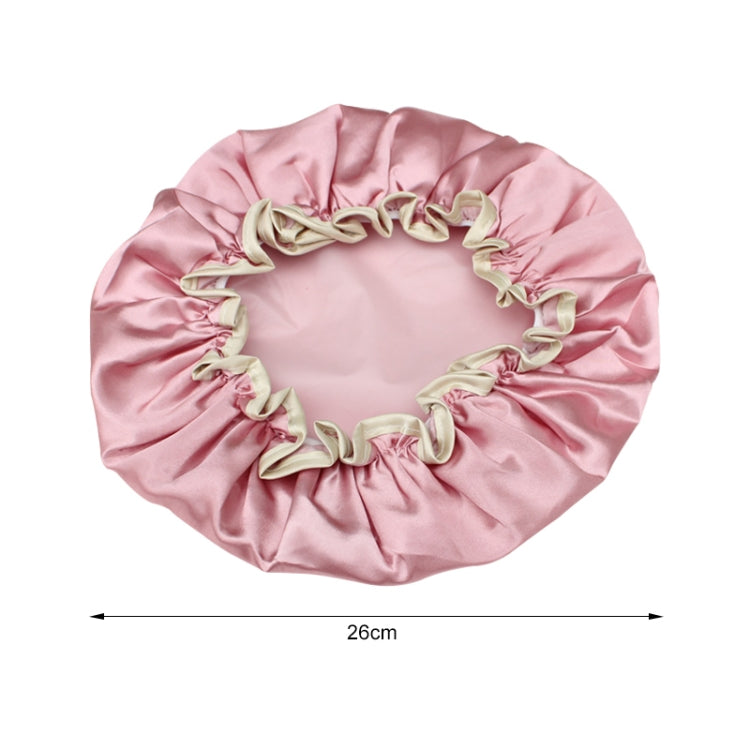 Lovely Thick Women Satin Colorful Double Waterproof Hair Cover Bathing Cap(Pink) - Bath Supplies by buy2fix | Online Shopping UK | buy2fix