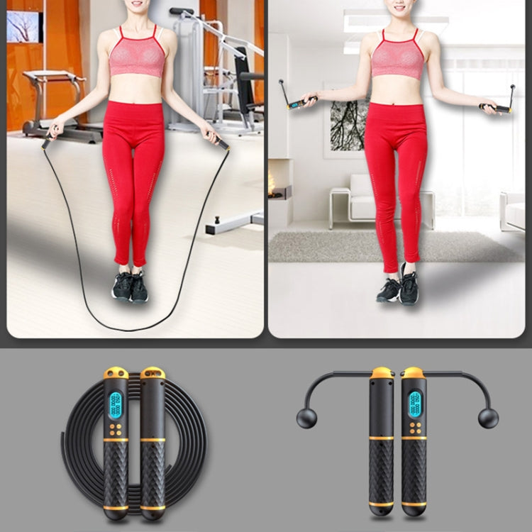 Rope / Cordless Dual-use Version Student Exam Exercise Fitness Smart Counting Skipping Rope with Load Weight(Black Yellow) - Sporting goods by buy2fix | Online Shopping UK | buy2fix