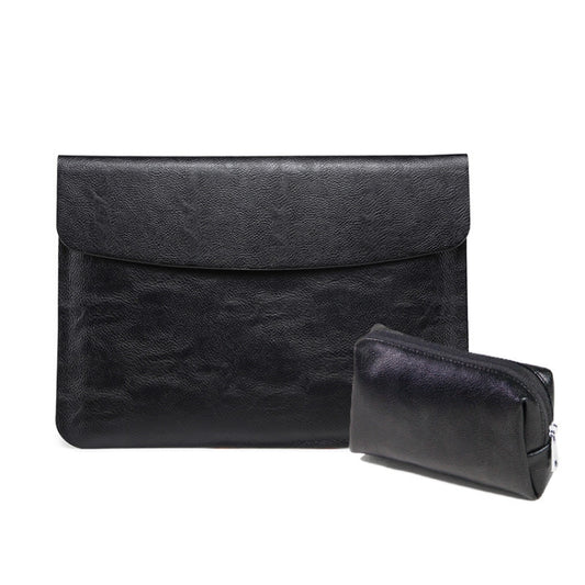 Horizontal Litchi Texture Laptop Bag Liner Bag For MacBook   13 Inch A1708 / 1706/1989 / A2337 / A2338(Liner Bag+Power Bag Black) - Protective Bags by buy2fix | Online Shopping UK | buy2fix