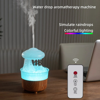 V50 Desktop Colorful Night Light Humidifier Wood Grain Water Drop Aroma Diffuser, Spec: AU Plug(White) - Air Purifiers & Accessories by buy2fix | Online Shopping UK | buy2fix