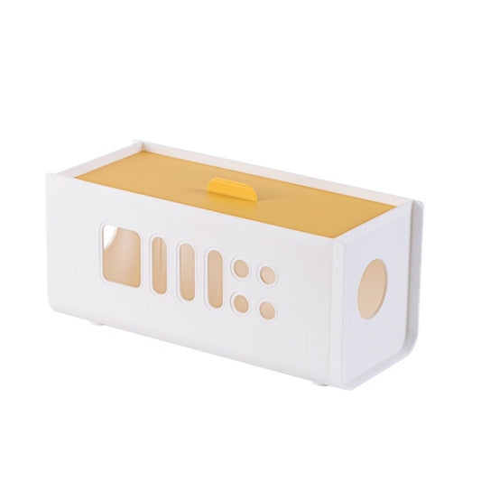 XM009 Plastic Plug-In Electric Wire Storage Box Power Board Wire Clip Box Charger Storage Finishing Box(White+Yellow Cover) - Storage Boxes by buy2fix | Online Shopping UK | buy2fix