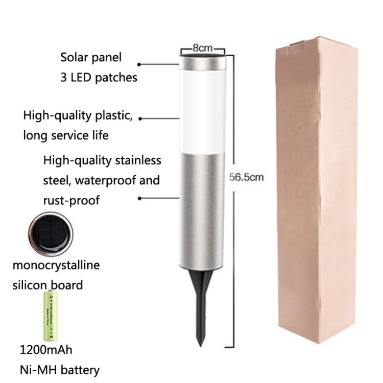 DSA-001 Solar Garden Column Outdoor Lawn Light, Style: Silver-White Light - Solar Lights by buy2fix | Online Shopping UK | buy2fix