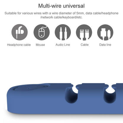 6 Holes Bear Silicone Desktop Data Cable Organizing And Fixing Device(Dark Blue) - Cable Organizer by buy2fix | Online Shopping UK | buy2fix