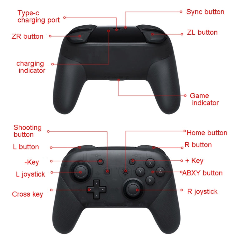 L-0326 Wireless Gamepad For Switch Pro,Style: Black - Full Function + NFC + Wake-up (1: 1) - Gamepads by buy2fix | Online Shopping UK | buy2fix