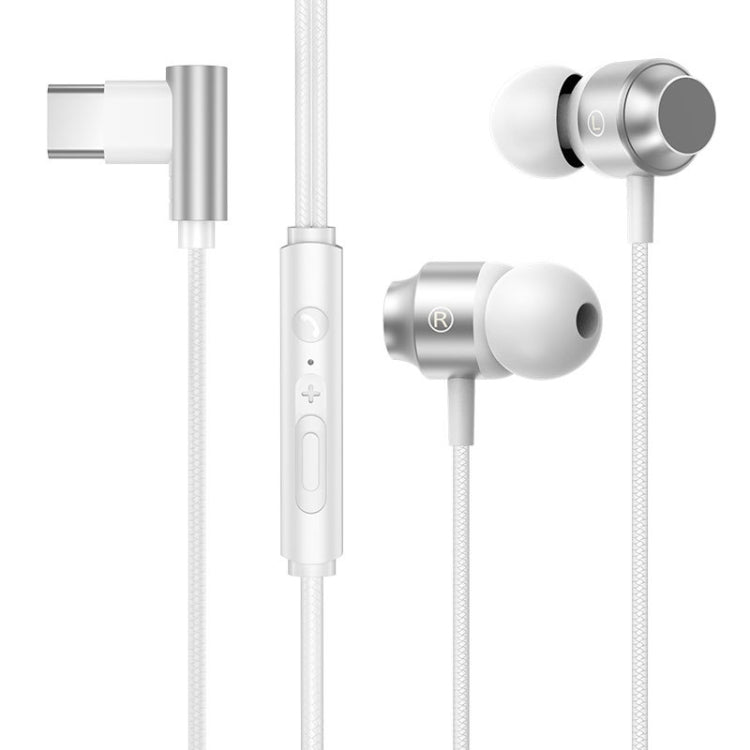 TS902 Metal In-Ear USB-C / Type-C Game Earphone, Cable Length: 1.2m(Silver Gray) - Type-C Earphone by buy2fix | Online Shopping UK | buy2fix