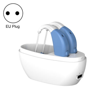 Elderly Use Can Charge Sound Amplifier Hearing Aid, Specification: EU Plug(Blue Double Machine+White Charging Bin) - Hearing Aids by buy2fix | Online Shopping UK | buy2fix