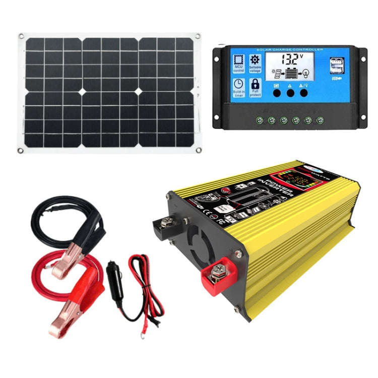 Tang 3 Generations Home Solar Generator Inverter+30A Controller+18W 12V Solar Panel, Specification: Yellow 12V To 220V - Modified Square Wave by buy2fix | Online Shopping UK | buy2fix