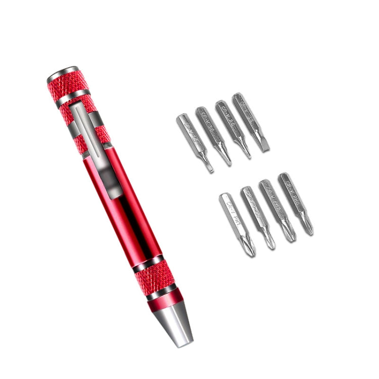 8 In 1 Screwdriver Aluminum Alloy Combination Disassembly Pen Repair Screwdriver(Red) - Screwdriver Tools by buy2fix | Online Shopping UK | buy2fix