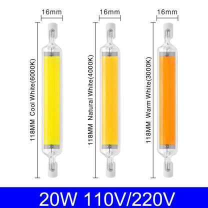 118mm 20W R7S LED COB Dimmer Glass Lamp Double-end Horizontal Plug-in Light(220v Cold White Light) - LED Blubs & Tubes by buy2fix | Online Shopping UK | buy2fix