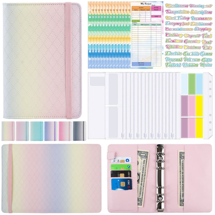 A6 Gradient Macaroon Loose-leaf Handbook Cash Budget Book(Yellow Pink Purple) - Notebooks by buy2fix | Online Shopping UK | buy2fix