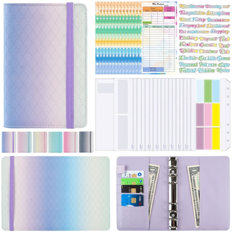 A6 Gradient Macaroon Loose-leaf Handbook Cash Budget Book(Blue Green Purple) - Notebooks by buy2fix | Online Shopping UK | buy2fix